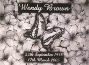 An example of a laser-etched memorial plaque